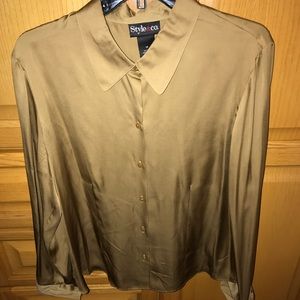 Style & Co. 100% Silk Gold Button Down Shirt!